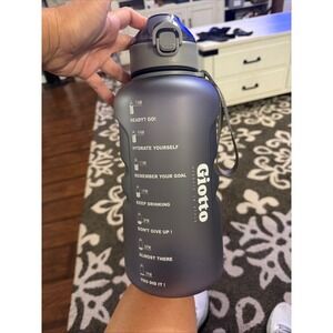 Giotto Water Bottle Unisex 128oz Grey Excellent Motivational Time Marker Jug